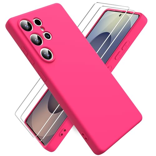 Ikziwreo Hülle für Samsung Galaxy S25 Ultra Handyhülle, mit 2 Stück Displayschutzfolien, Reiner Farbe Ultradünne Weich Silikonhülle, Stoßfeste Anti-Scratch Gummi Schutzhülle - Leuchtend Rosa Ikziwreo Hülle für Samsung Galaxy S25 Ultra Handyhülle, mit 2 Stück Displayschutzfolien, Reiner Farbe Ultradünne Weich Silikonhülle, Stoßfeste Anti-Scratch Gummi Schutzhülle - Leuchtend Rosa von Ikziwreo