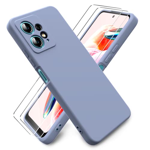 Ikziwreo Hülle für Xiaomi Redmi Note 12 4G + [2 Stück] Display Schutzfolie, Schlank Weich Dünn TPU Case Stoßfest Anti-Scratch Hülle Mit Mikrofaser - Grau von Ikziwreo