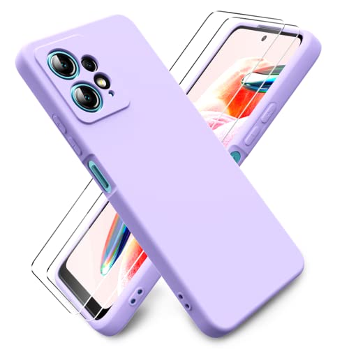 Ikziwreo Hülle für Xiaomi Redmi Note 12 4G + [2 Stück] Display Schutzfolie, Schlank Weich Dünn TPU Case Stoßfest Anti-Scratch Hülle Mit Mikrofaser - Hellviolett von Ikziwreo