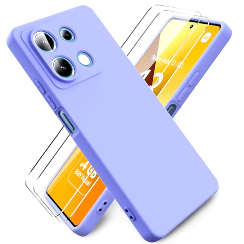 Ikziwreo - Hülle für Xiaomi Redmi Note 13 5G Handyhülle, mit 2 Stück Displayschutzfolien, Reiner Farbe Ultradünne Weich Silikonhülle, Stoßfeste Anti-Scratch Gummi Schutzhülle - Lila von Ikziwreo