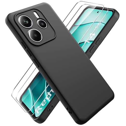Ikziwreo Hülle für Xiaomi Redmi Note 14 5G Handyhülle, mit 2 Stück Displayschutzfolien, Reiner Farbe Ultradünne Weich Silikonhülle, Stoßfeste Anti-Scratch Gummi Schutzhülle - Schwarz Ikziwreo Hülle für Xiaomi Redmi Note 14 5G Handyhülle, mit 2 Stück Displayschutzfolien, Reiner Farbe Ultradünne Weich Silikonhülle, Stoßfeste Anti-Scratch Gummi Schutzhülle - Schwarz von Ikziwreo
