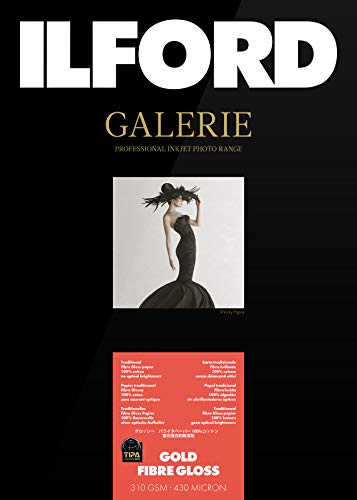ILFORD GALERIE Gold Fibre Gloss, 310GSM, GPGFG, A3+, 25 Blatt, Inkjetpapier, Tintenstrahldruckerpapier, Fotopapier von Ilford