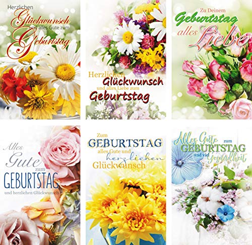 Iloda® 100 Glückwunschkarten zum Geburtstag Blumen 51-0155 Geburtstagskarte Grußkarte von Iloda
