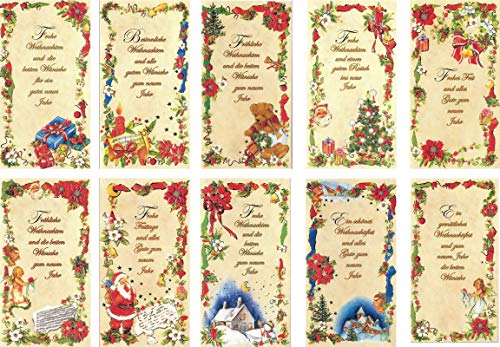 Iloda® 100 Weihnachtskarten mit Umschlag 99-1893, Glückwunsch-karten für Weihnachten, Weihnachtsgrußkarten mit 10 tollen Motiven und Neujahrsgrüßen von Iloda