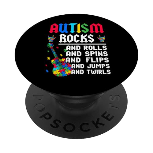 Autism Rocks And Rolls And Spins And Flips And Jumps PopSockets Klebender PopGrip Autism Rocks And Rolls And Spins And Flips And Jumps PopSockets Klebender PopGrip von Im April tragen wir blaue