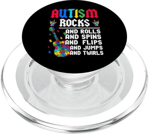 Autism Rocks And Rolls And Spins And Flips And Jumps PopSockets PopGrip für MagSafe von Im April tragen wir blaue