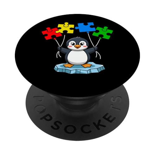 Cute Penguin Holding Puzzle Pieces Autism Awareness PopSockets Klebender PopGrip Cute Penguin Holding Puzzle Pieces Autism Awareness PopSockets Klebender PopGrip von Im April tragen wir blaue