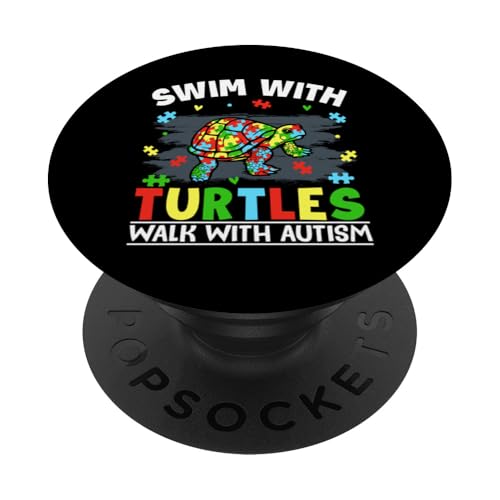 Swim With Turtles Walk With Autism PopSockets Klebender PopGrip Swim With Turtles Walk With Autism PopSockets Klebender PopGrip von Im April tragen wir blaue