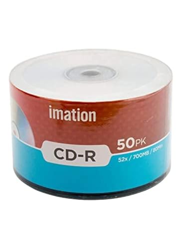 Imation CD-R 52 x 700 MB/80 Min. Marken-Logo, blanko, Datendose, 50 Stück von Imation