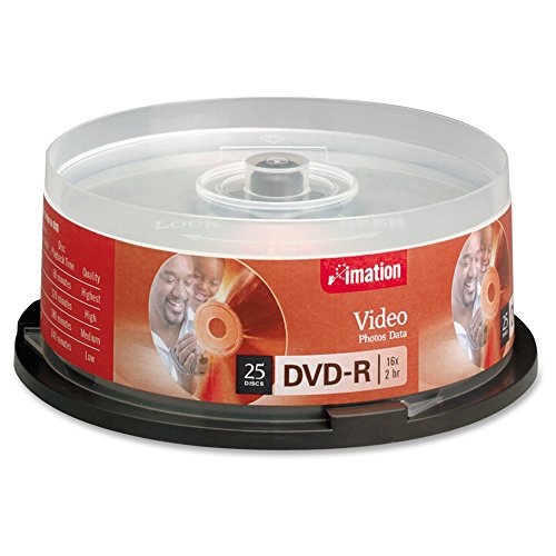 Imation DVD-R 16 x 25pk Spindle 4.7 Gb DVD-R 25pc (S) – Blank DVDs (4.7 GB, DVD-R, 25 pc (S), 120 Min, 120 mm, Cakebox) von Imation