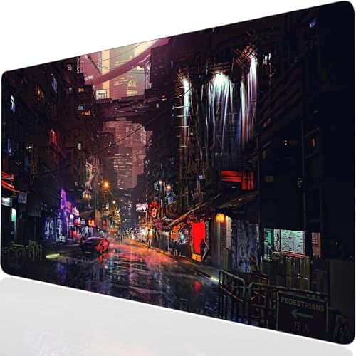 Imegny Neon City Schreibtischunterlage, Anime-Mauspad, Gaming-Mauspad, Schreibtischunterlage, 35,4 x 15,7 cm, große Mauspads für Schreibtisch, erweiterte Tastatur, Mauspad mit Anti-Rutsch (90 x 40 cm, Imegny Neon City Schreibtischunterlage, Anime-Mauspad, Gaming-Mauspad, Schreibtischunterlage, 35,4 x 15,7 cm, große Mauspads für Schreibtisch, erweiterte Tastatur, Mauspad mit Anti-Rutsch (90 x 40 cm, von Imegny