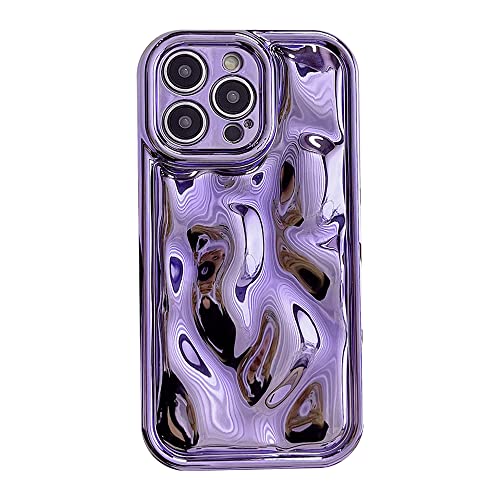 14 Plus niedliche Handyhüllen, 3D-Falten-Wellenspiegel mit Glitzer, iPhone 14 Plus Plus, 15,5 cm (6,1 Zoll), weiches TPU, stoßfest, für Damen und Herren, Lila von Imogacla