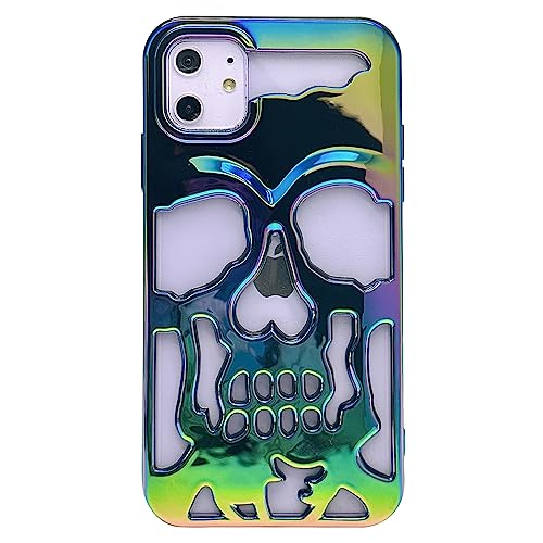 Imogacla 2023 Luxus Plating Skull Handyhülle – für iPhone 13 Metall Hollow Soft Cases Cover, Persönlichkeit Carving Handyhülle von Imogacla