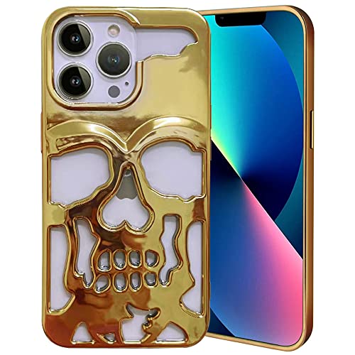 Imogacla 2023 Luxus Plating Skull Handyhülle - für iPhone 14 Pro Max Metall Hollow Soft Cases Cover, Persönlichkeit Carving Handyhülle Imogacla 2023 Luxus Plating Skull Handyhülle - für iPhone 14 Pro Max Metall Hollow Soft Cases Cover, Persönlichkeit Carving Handyhülle von Imogacla
