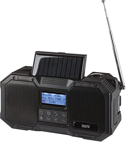 Imperial DABMAN OR 1 – DAB+ Solar Radio (Notfallradio, Kurbel, Bluetooth, IPX5 Wasserdicht, Akku, Powerbank, Taschenlampe) – Schwarz von Imperial