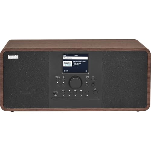Imperial DABMAN i205 CD – Internetradio/DAB+ (2 × 15 Watt, CD-Player, Streamingdienste, Bluetooth, Webradio, UKW-Radio, Farbdisplay, App-Steuerung) – Holzoptik von Imperial