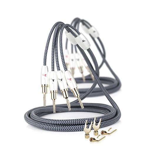 Impeto 2m Hifi Lautsprecherkabel mit bananenstecker, 6N OFC, vergoldeter Stecker Boxenkabel, 14AWG, für Audio-Lautsprecher, HiFi-Systeme, Heimkino(2 Stück/Set) - 2m von Impeto