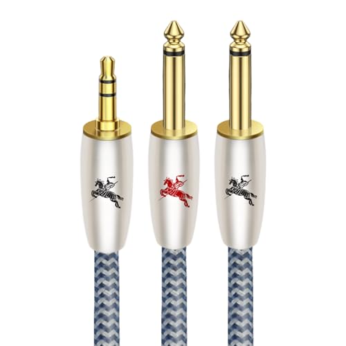 Impeto 3.5mm Klinke auf 2x 6.3mm Klinke Kabel [2m] 3.5 Stereo Aux zu Dual große Mono 6.35mm Klinkenstecker Y Audio Adapter Kabel für Verstärker, Lautsprecher,Mixer- 2 meter von Impeto