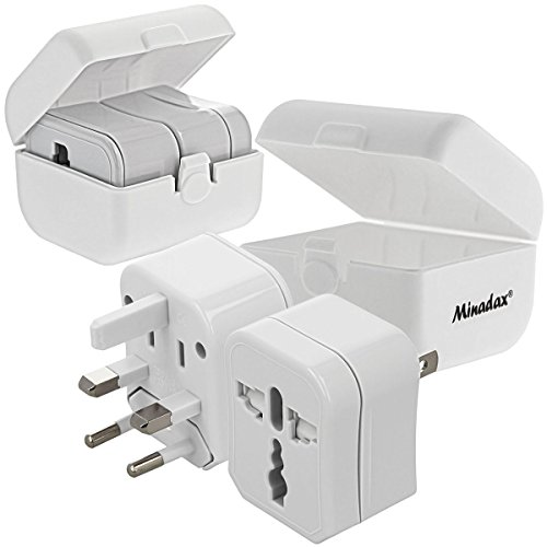 2X Reiseadapter Travel Adapter universal 3-teilig, 150 Laender EU, USA, AUS, UK Stecker, kompakt 64 x 62 x 47mm von Impulsfoto