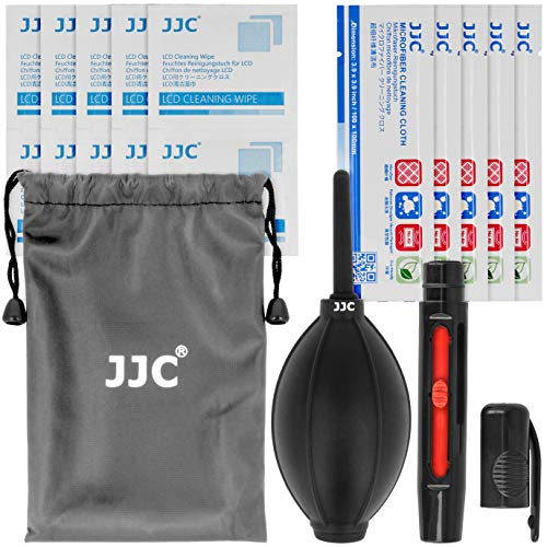 JJC Reinigungs-Set für Objektive, Displays, Filter und Anderen optischen Oberflächen, Blasebalg, Reinigungsstift, Reinigungstücher, Mikrofasertücher, Aufbewahrungsbeutel von Impulsfoto