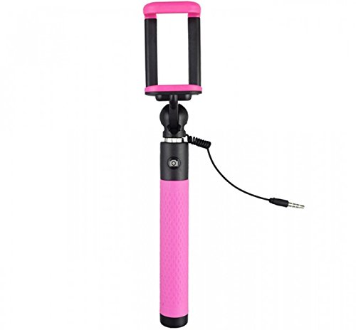 Universeller Selfie-Stick Stange Stab in Magenta kompatibel für iPhone, Samsung, HTC, Sony - Keine App oder Bluetooth notwendig von Impulsfoto