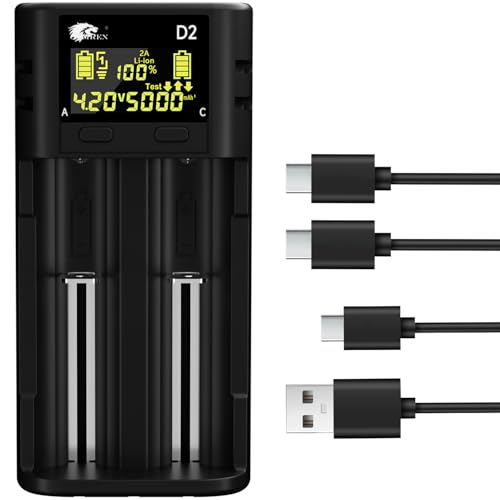 IMREN 21700 18650 Ladegerät, Intelligentes LCD-Display Ladegerät mit Entladekapazität testen, Universal 18650 2 A Schnellladegerät für 18650 21700 20700 1.2 V NI-MH NI-CD AA AAA C von Imren