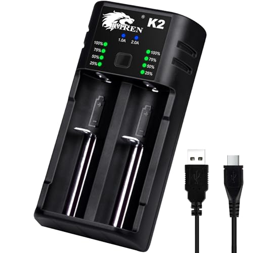 IMREN Universal Akku Ladegerät 18650, 3.7V Lithium-Ionen Batterie ladegerät für 18650 10440 14500 14650 18500 18350 18700 26650 1.2V NI-MH/NI-Cd AA AAA C Akku (2 Slots) von Imren