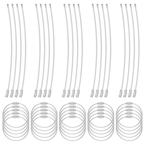 Imslery 25 Stück Draht-Schlüsselanhänger-Kabel – 16 cm nylonbeschichtete Edelstahlschlaufen für Schlüssel, Gepäckanhänger und mehr, Schraubverschluss, Silber Imslery 25 Stück Draht-Schlüsselanhänger-Kabel – 16 cm nylonbeschichtete Edelstahlschlaufen für Schlüssel, Gepäckanhänger und mehr, Schraubverschluss, Silber von Imslery