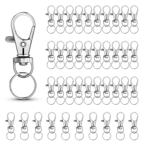 Imslery 40 Sets Mini-Dreh-Karabinerhaken mit Schlüsselringen, Zinklegierung, inklusive Karabinerverschlüsse für Bastelarbeiten, Schmuckherstellung, Schlüsselanhänger und Zubehör, silberfarben, 4,7 cm Imslery 40 Sets Mini-Dreh-Karabinerhaken mit Schlüsselringen, Zinklegierung, inklusive Karabinerverschlüsse für Bastelarbeiten, Schmuckherstellung, Schlüsselanhänger und Zubehör, silberfarben, 4,7 cm von Imslery