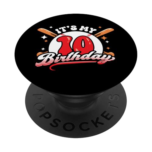 Baseball 10. Geburtstag Junge 10 Jahre alt Awesome Funny PopSockets Klebender PopGrip von InGENIUS Baseball Geburtstagsshirts & Geschenke
