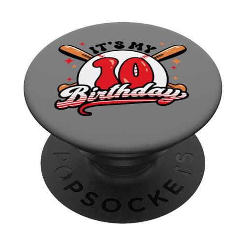 Baseball 10. Geburtstag Junge 10 Jahre alt Awesome Funny PopSockets Klebender PopGrip von InGENIUS Baseball Geburtstagsshirts & Geschenke