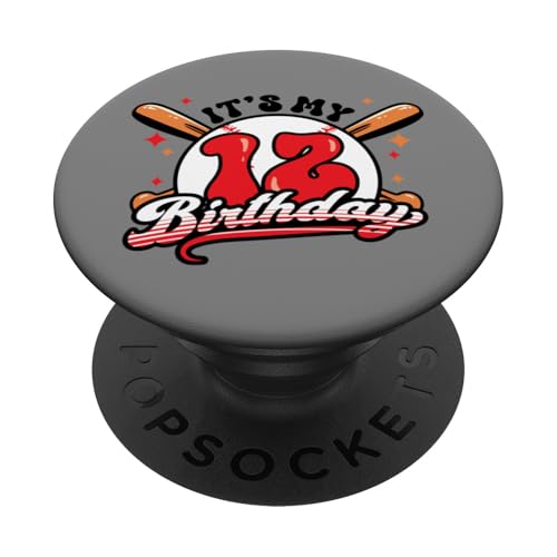 Baseball 12. Geburtstag Junge 12 Jahre alt Awesome Funny PopSockets Klebender PopGrip von InGENIUS Baseball Geburtstagsshirts & Geschenke