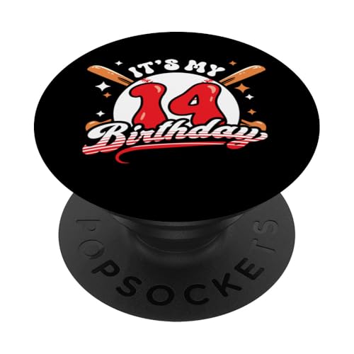 Baseball 14. Geburtstag Junge 14 Jahre alt Awesome Funny PopSockets Klebender PopGrip von InGENIUS Baseball Geburtstagsshirts & Geschenke