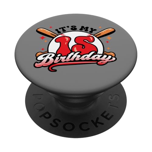 Baseball 15. Geburtstag Junge 15 Jahre alt Awesome Funny PopSockets Klebender PopGrip von InGENIUS Baseball Geburtstagsshirts & Geschenke