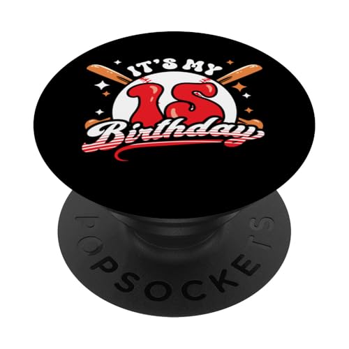 Baseball 15. Geburtstag Junge 15 Jahre alt Awesome Funny PopSockets Klebender PopGrip von InGENIUS Baseball Geburtstagsshirts & Geschenke
