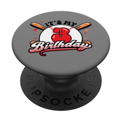 Baseball 3. Geburtstag Junge 3 Jahre alt Awesome Funny PopSockets Klebender PopGrip von InGENIUS Baseball Geburtstagsshirts & Geschenke