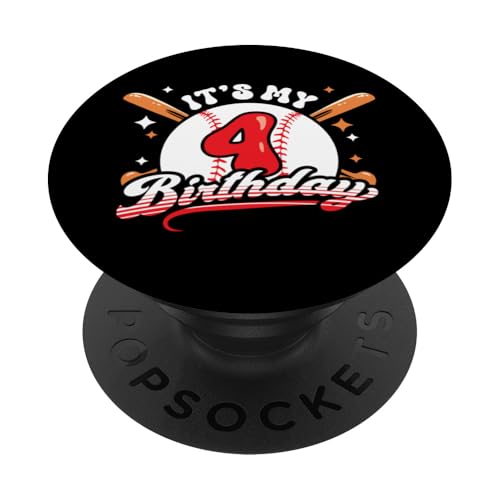 Baseball 4. Geburtstag Junge 4 Jahre alt Awesome Funny PopSockets Klebender PopGrip Baseball 4. Geburtstag Junge 4 Jahre alt Awesome Funny PopSockets Klebender PopGrip von InGENIUS Baseball Geburtstagsshirts & Geschenke