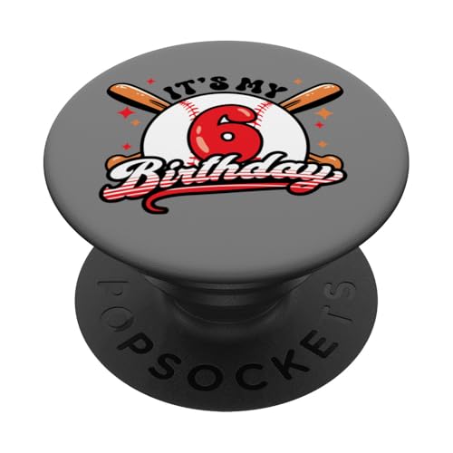 Baseball 6. Geburtstag Junge 6 Jahre alt Awesome Funny PopSockets Klebender PopGrip von InGENIUS Baseball Geburtstagsshirts & Geschenke