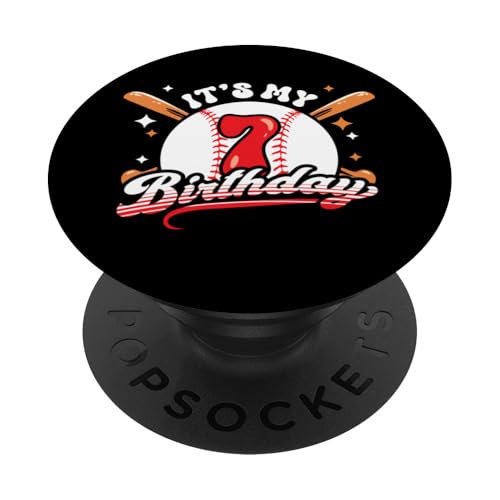 Baseball 7. Geburtstag Junge 7 Jahre alt Awesome Funny PopSockets Klebender PopGrip von InGENIUS Baseball Geburtstagsshirts & Geschenke