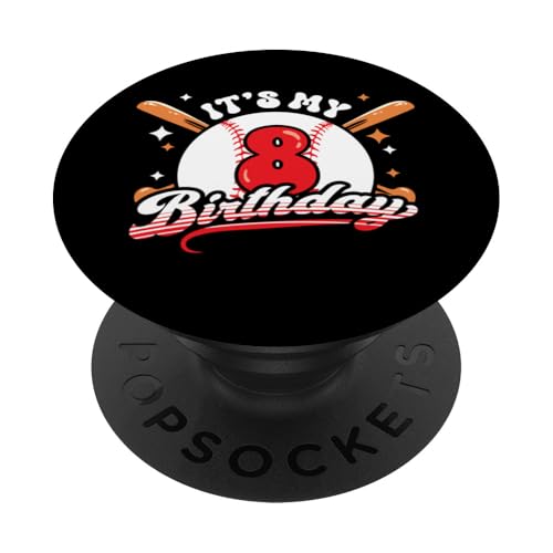 Baseball 8. Geburtstag Junge 8 Jahre alt Awesome Funny PopSockets Klebender PopGrip von InGENIUS Baseball Geburtstagsshirts & Geschenke