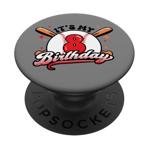 Baseball 8. Geburtstag Junge 8 Jahre alt Awesome Funny PopSockets Klebender PopGrip von InGENIUS Baseball Geburtstagsshirts & Geschenke