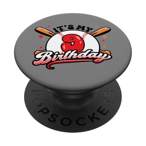Baseball 9. Geburtstag Junge 9 Jahre alt Awesome Funny PopSockets Klebender PopGrip von InGENIUS Baseball Geburtstagsshirts & Geschenke