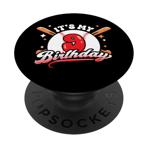 Baseball 9. Geburtstag Junge 9 Jahre alt Awesome Funny PopSockets Klebender PopGrip von InGENIUS Baseball Geburtstagsshirts & Geschenke
