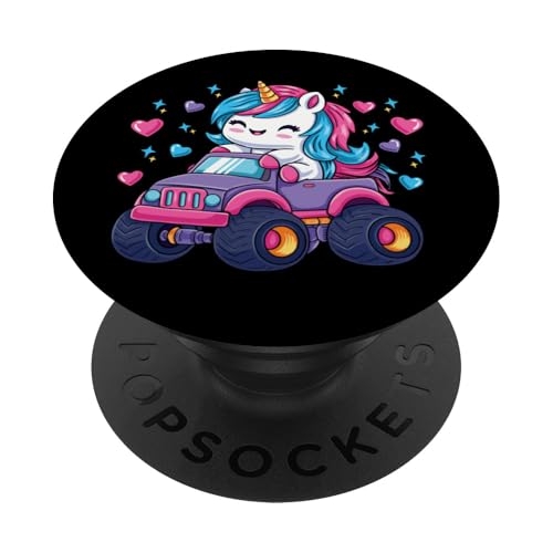 Süßes Einhorn Reiten Monster Truck Mädchen Geburtstag Party PopSockets Klebender PopGrip von InGENIUS Einhorn Geburtstag Shirts & Geschenke