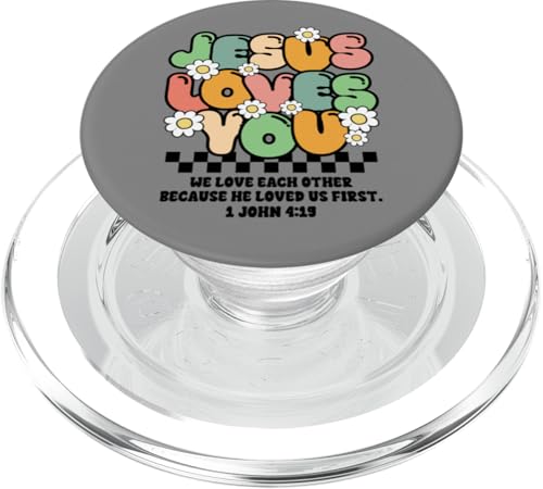 Groovy Christlicher Glaube Jesus Liebt Dich Religiöser PopSockets PopGrip für MagSafe von InGENIUS Religiöse Hemden & Geschenke