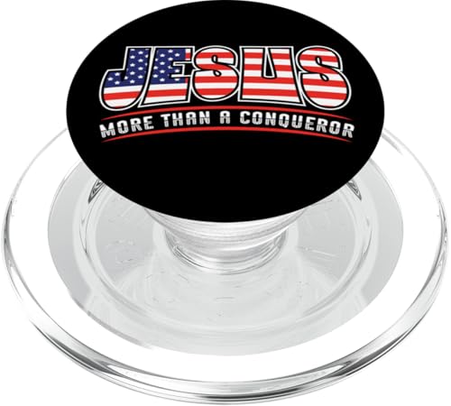 US-Flagge Jesus More Than Conqueror Christlicher Glaube 4. PopSockets PopGrip für MagSafe von InGENIUS Religiöse Hemden & Geschenke