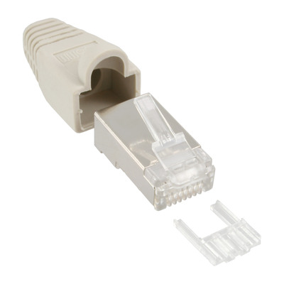 InLine® Crimpst. RJ45 gesch., m. Knicksch. & Einfädelh., beige bulk, 100er Pack von InLine®
