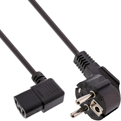 45er Bulk-Pack InLine® Netzkabel, Schutzk. gew.  C13 links abgew. schwarz 1m von InLine®
