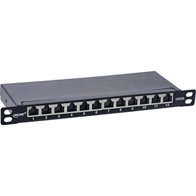 InLine® 10 Patchfeld Cat.6A 0,5HE 12-fach, schwarz, mit Staubschutz von InLine®