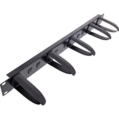 InLine® 19 Kabelführungspanel, 5 Kunststoffbügel abnehmbar, RAL 9005, schwarz von InLine®